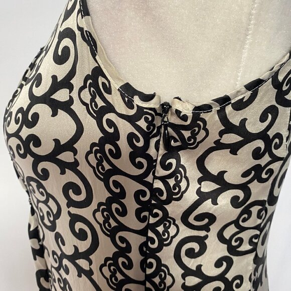 White House Black Market Scroll Design 100% Silk Blouse - Picture 7 of 12